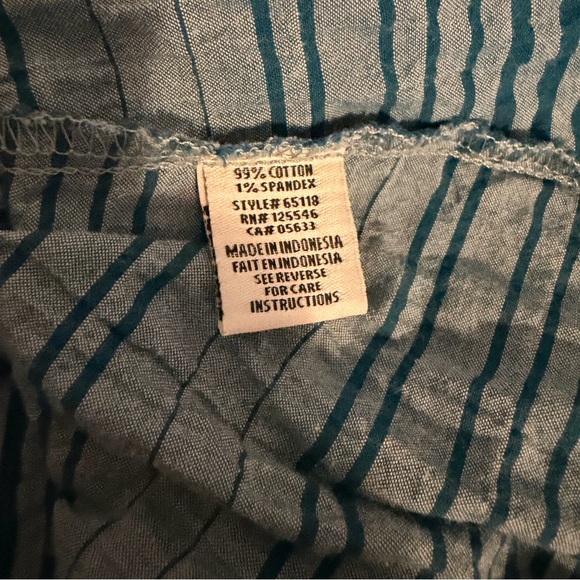 Habitat Blue Contrast Striped Asymmetric Crinkle Blouse - Picture 8 of 9